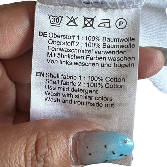 Hallhuber Women's 100% Cotton Causal Bubble Sleeve White Top Size Large - Picture 5 of 8